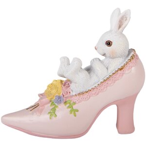 Decoración Conejo en Zapatilla Blanco Rosa 13x5x12 cm
