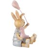 Figura decorativa de conejo Clayre & Eef 8x6x10 cm Marrón Rosa