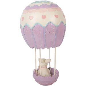 Decoración de conejo en globo de aire caliente Beige Lila Ø12x20 cm