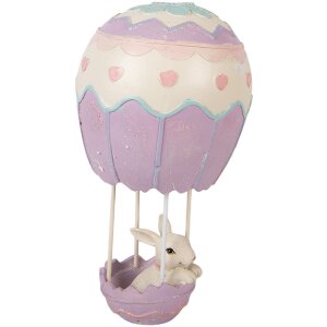Decoración de conejo en globo de aire caliente Beige Lila Ø12x20 cm