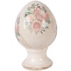 Decoración de huevo sobre base Clayre & Eef beige con rosa Ø 9x14 cm