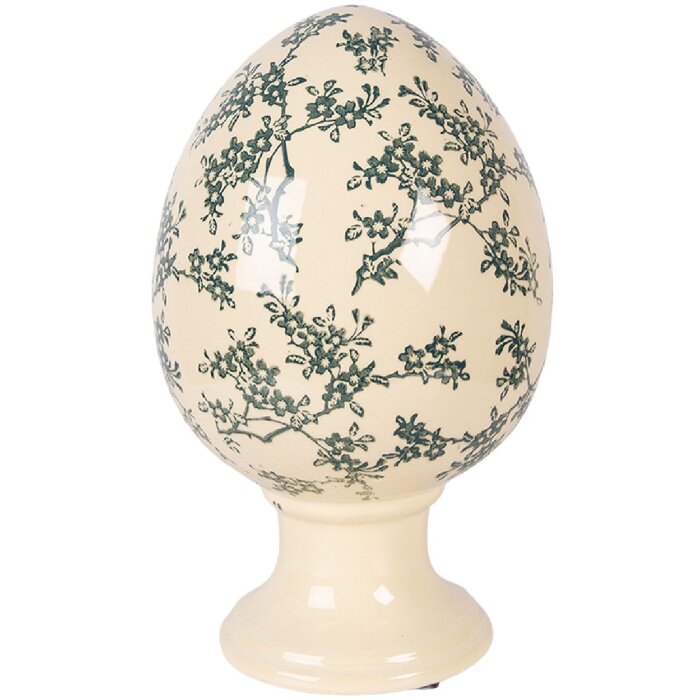 Decoración de huevo sobre pedestal Clayre & Eef 6CE2395XL Amarillo-Verde Ø 17x28 cm
