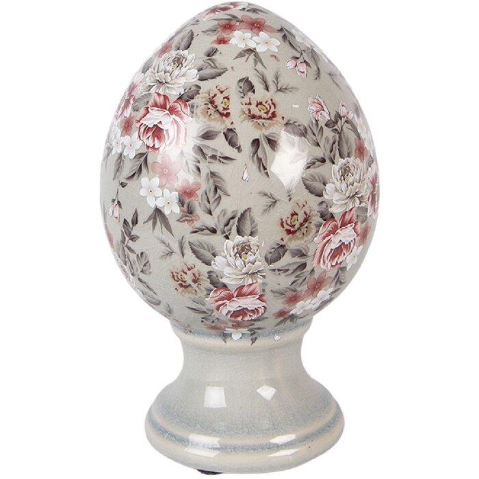 Ei sobre patas de Clayre & Eef gris/rosa Ø12x19 cm