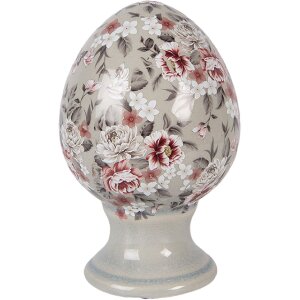 Huevo decorativo Clayre & Eef gris-rosa Ø 9x14 cm