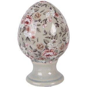 Huevo decorativo Clayre & Eef gris-rosa Ø 9x14 cm