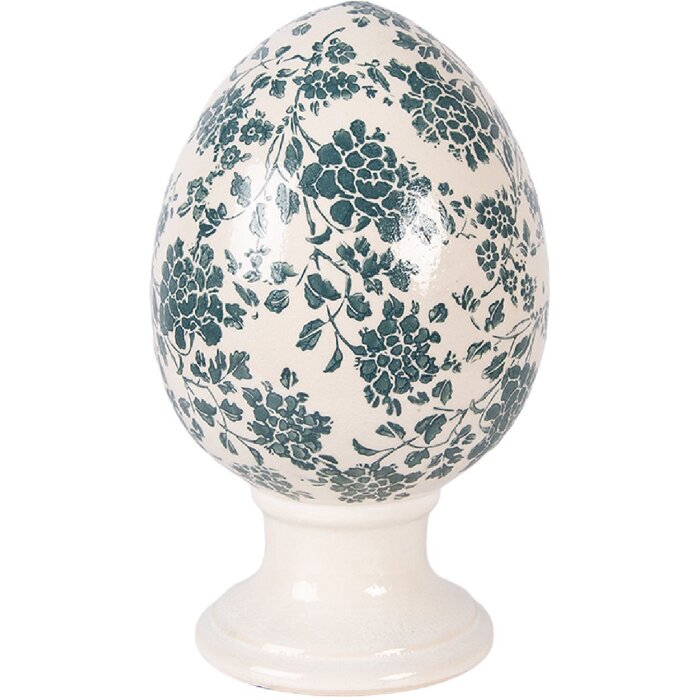 Huevo sobre pedestal Clayre & Eef Beige-Verde Ø 15x24 cm