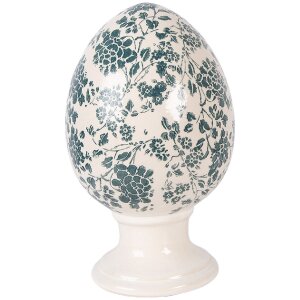 Huevo sobre pedestal Clayre & Eef Beige-Verde...