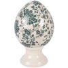Decoración de huevo sobre pedestal Clayre & Eef 6CE2405M Ø 12x19 cm Beige con tonos verdes