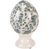 Decoración de huevo sobre pedestal Clayre & Eef 6CE2405M Ø 12x19 cm Beige con tonos verdes