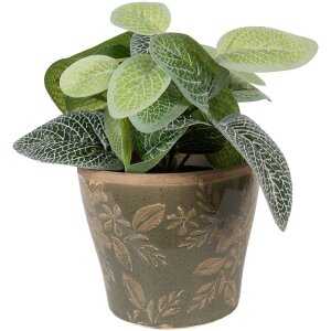 Maceta decorativa Clayre & Eef 6CE2410S Verde-Marrón Ø 10x9 cm