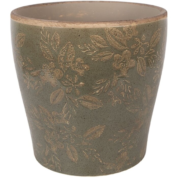 Maceta de flores de cerámica Clayre & Eef 6CE2410XL marrón Ø 18x17 cm