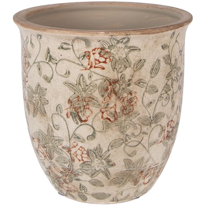 Maceta decorativa Clayre & Eef 6CE2415L Beige-Verde Ø 17x17 cm