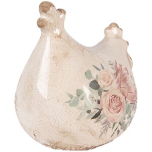 Decoración de pollo Clayre & Eef Beige Rosa 12x11x13 cm
