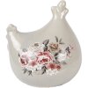 Decoración de cerámica Clayre & Eef en forma de pollo gris-rosa 12x11x13 cm