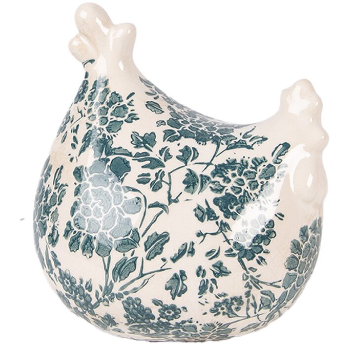 Decoración Pollo Clayre & Eef Beige-Verde 12x11x13 cm