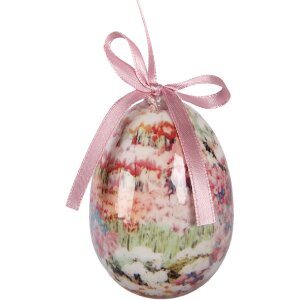 Set de 9 adornos colgantes de huevo Clayre & Eef Blanco Rosa Ø 5x8 cm