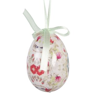 Set de 9 adornos colgantes de huevo Clayre & Eef Blanco Rosa Ø 5x8 cm