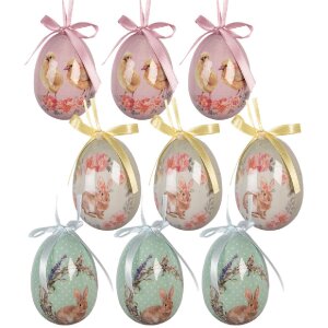 Decoración colgante huevo Clayre & Eef Set 9...