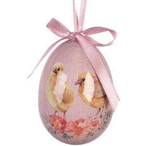 Decoración colgante huevo Clayre & Eef Set 9 Verde Rosa Ø 5x8 cm