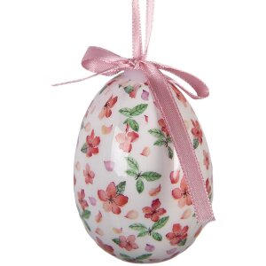 Colgante de huevo Clayre & Eef Set 9 Rosa Blanco Ø 5x8 cm