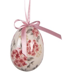 Colgante de huevo Clayre & Eef Set 9 Rosa Blanco Ø 5x8 cm