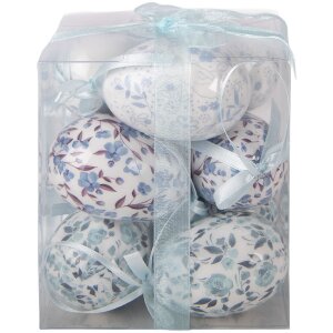 Decoración colgante huevo (set de 9) blanco y azul...