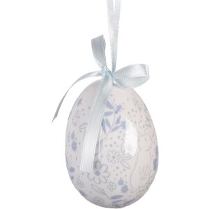 Decoración colgante huevo (set de 9) blanco y azul Ø 5x8 cm