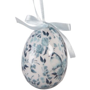 Decoración colgante huevo (set de 9) blanco y azul Ø 5x8 cm
