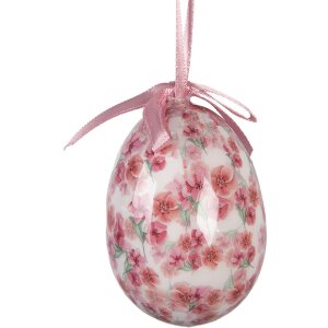 Set de 9 colgantes decorativos de huevo blanco y rosa Ø 5x8 cm