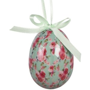 Set de 9 colgantes decorativos de huevo blanco y rosa Ø 5x8 cm