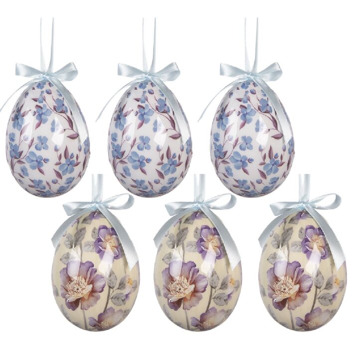 Set de 6 colgantes de huevo Clayre & Eef Ø 7x10 cm