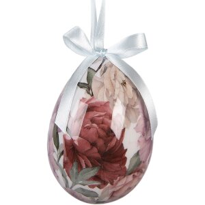 Decoración colgante huevo Clayre & Eef (conjunto de 6) Blanco y Rosa Ø 7x10 cm