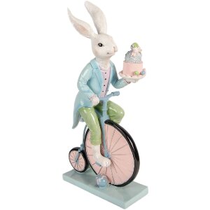 Decoración Conejo en Bicicleta Blanco y Azul...