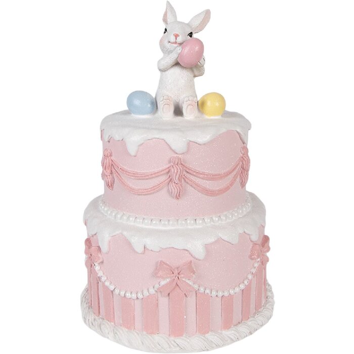 Decoración de pastel Clayre & Eef Blanco Rosa Ø 18x28 cm