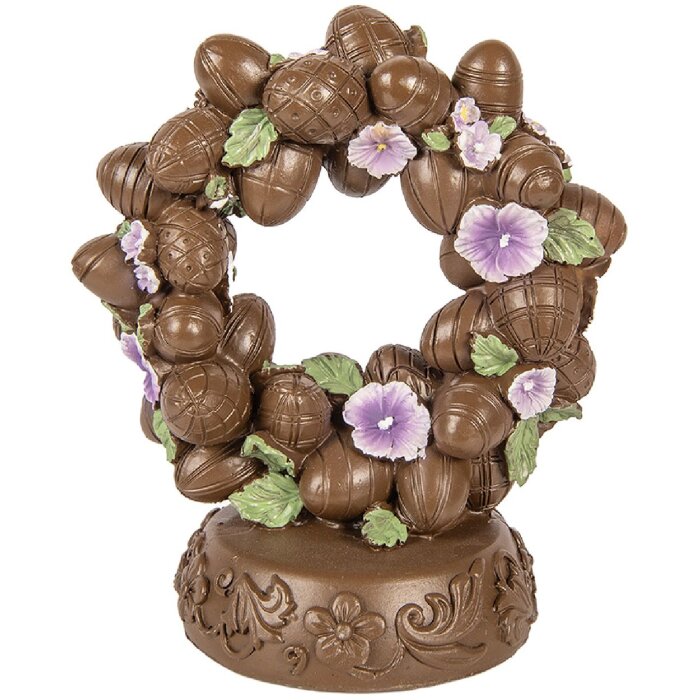 Estatua de huevo decorativa Clayre & Eef Tono Marrón-Verde 17x11x19 cm