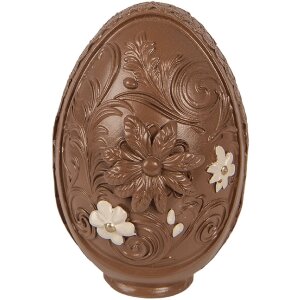 Decoración Huevo Clayre & Eef Ø 9x13 cm Marrón-Blanco