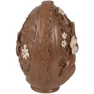 Decoración Huevo Clayre & Eef Ø 9x13 cm Marrón-Blanco