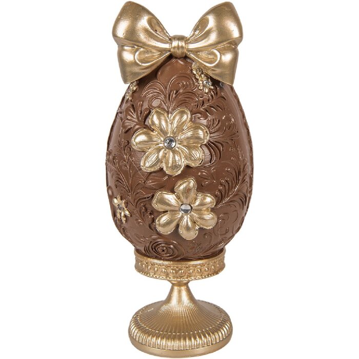 Decoración Huevo Clayre & Eef 6PR6014 10x9x21 cm Marrón-Gold