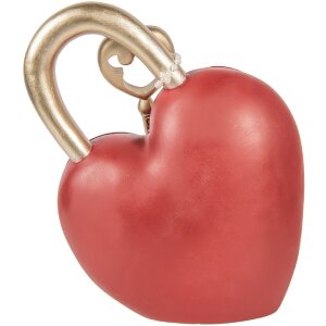 Decoración de pared Clayre & Eef 6PR5955 con corazón y llave rojo dorado 22x9x30 cm