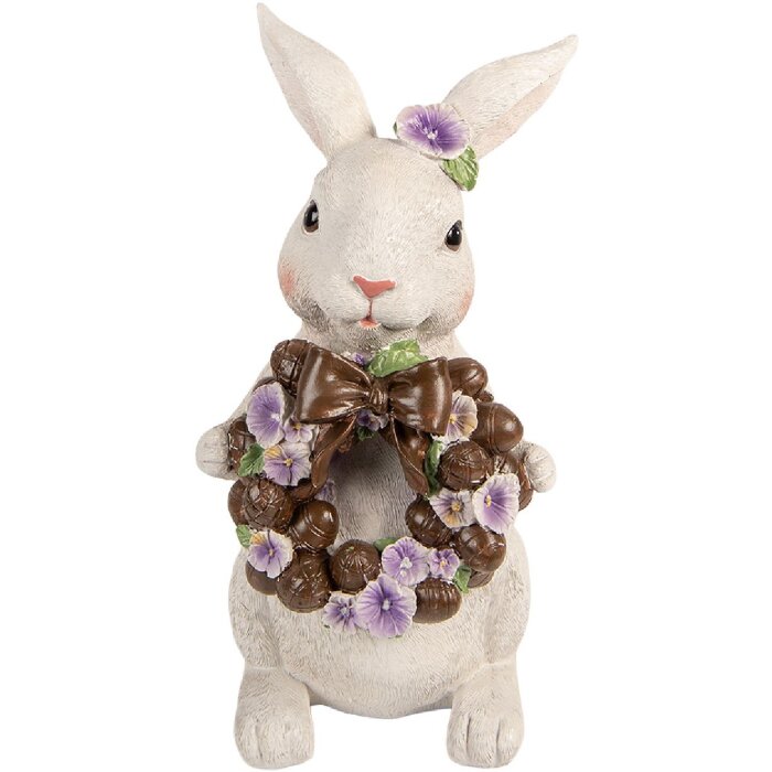 Decoración de conejo Clayre & Eef Blanco-Marrón 17x16x30 cm