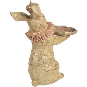 Decoración de conejo con cuenco Clayre & Eef 6PR5963 beige oro 31x20x33 cm