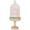 Campana de cristal Clayre & Eef 6PR6009 con decoración dorada y rosa Ø 7x17 cm