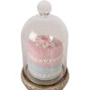 Campana de cristal Clayre & Eef 6PR6009 con decoración dorada y rosa Ø 7x17 cm