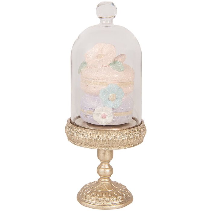 Copa de cristal Clayre & Eef 6PR6010 con decoración dorada y rosa Ø 7x17 cm