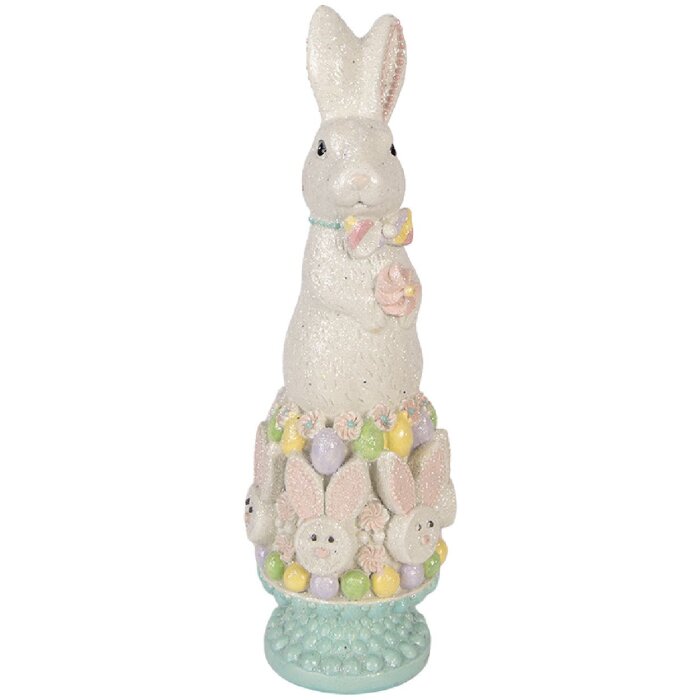 Decoración Conejo Blanco-Rosa 12x11x34 cm de Clayre & Eef