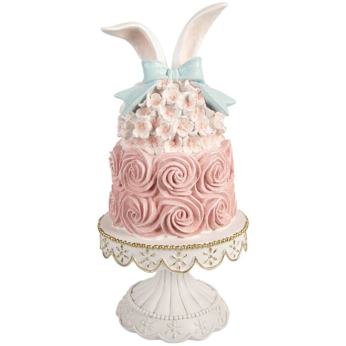 Decoración torta Clayre & Eef Blanco-Rosa Ø 17x35 cm