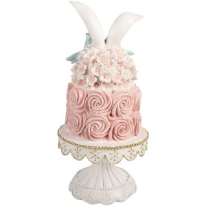 Decoración torta Clayre & Eef Blanco-Rosa Ø 17x35 cm