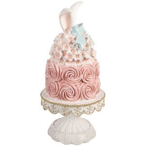 Decoración torta Clayre & Eef Blanco-Rosa Ø 17x35 cm
