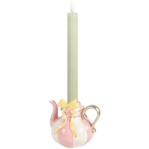 Candelabro Teakanne Clayre & Eef Rosa-Blanco 13x10x11 cm