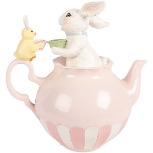 Decoración de conejo Clayre & Eef Blanco Rosa 20x14x20 cm